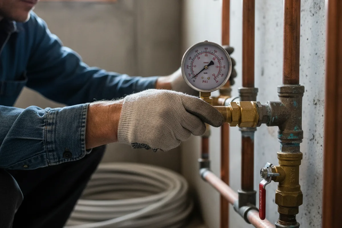 Pressure testing a repaired line during Water Line Repair in Colmar